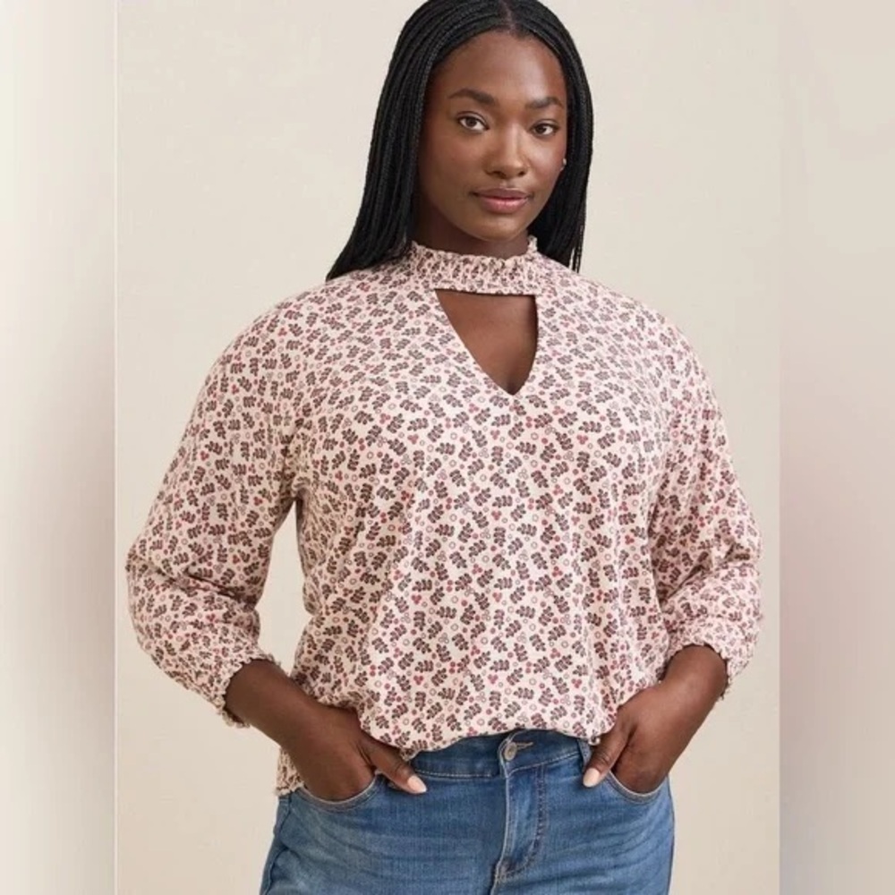 Torrid | Textured Jersey Choker Neck Smocked Bottom Top Various Sizes Available